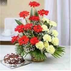 Mixed Flowers with Black Forest Cake
