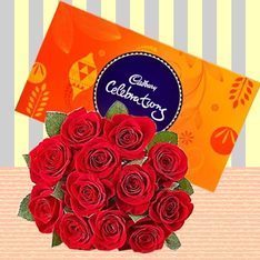Cadbury Celebration Pack with 20 Red Roses Bunch