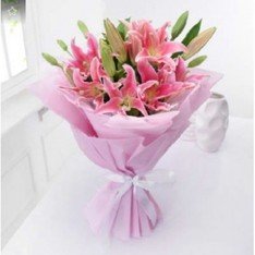 Bunch of 6 Pink Oriental Lilies
