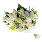 Bouquet of White Lilies Roses and Gerbers