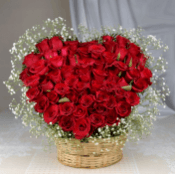 Heart Shape Arrangement of 30 Red Roses
