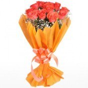 Bouquet of 12 Orange Roses