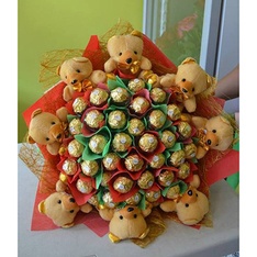 Chocolate Bouquet of 48 Ferrero & Teddies