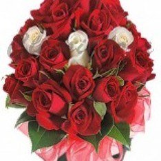 Bunch of 17 Red and 3 White Roses