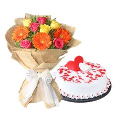 Rose Gerbera Cake cute combo