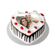 2 kg Black Forest Heart shape photo cake