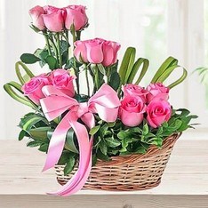 Basket of Pink Roses