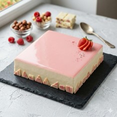 Signature Strawberry Mirror Glaze Cake