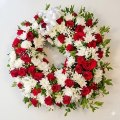 Eternal Peace Red Rose & White Chrysanthemum Wreath