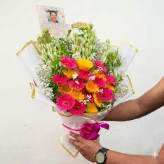 Personalized Birthday Gerbera & Tuberose Bouquet
