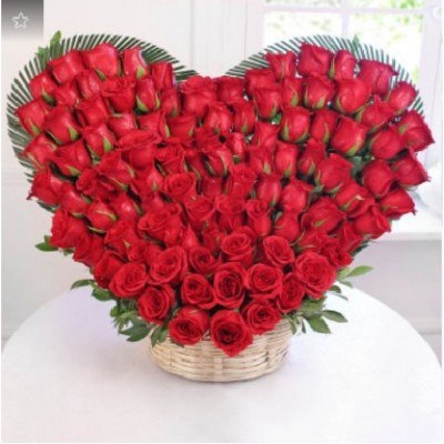 Heart Shaped Basket Of 100 Red Roses