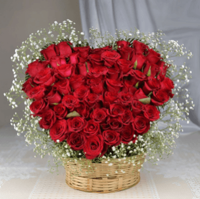 Heart Shape Arrangement of 30 Red Roses