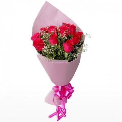 Bouquet of 10 Pink Roses