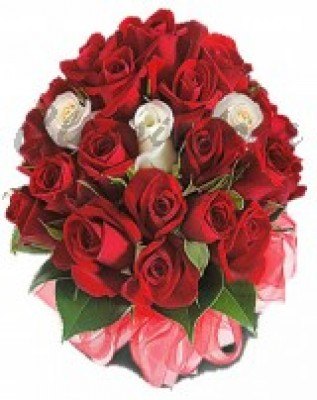Bunch of 17 Red and 3 White Roses