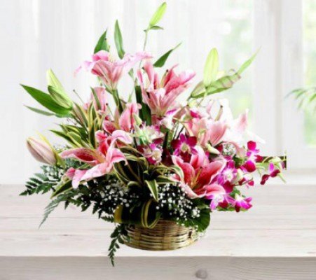 Lilies Orchids Basket