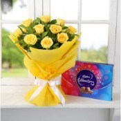 Yellow Rose Bouquet with Cadbury Celebrations