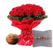 Rakhi with Red Roses With Almonds