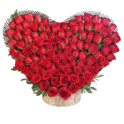 Heart Shaped Basket of Red Roses