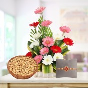 Mix Gerberas Basket and Dry Fruit with Free Rakhi
