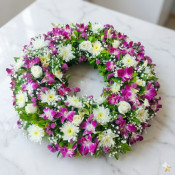 Purple Orchid White Rose Chrysanthemum Wreath