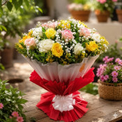 Radiant 25 Mixed Roses Bouquet with Gypsophila