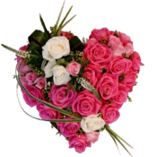 Heart Shaped Pink Rose Arrangement
