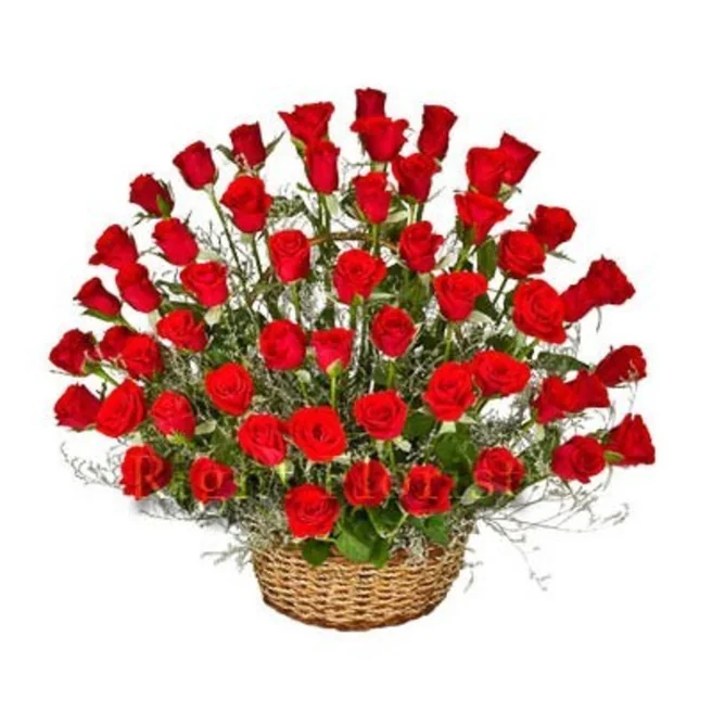 Basket of 50 Red Roses