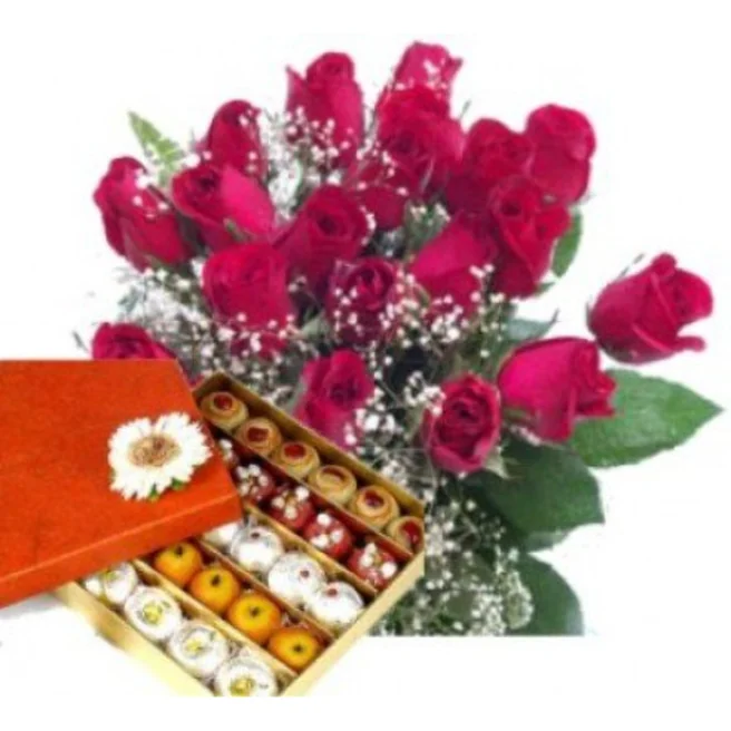 20 Roses 1 Kg Assorted Mithai