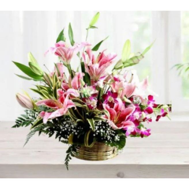 Lilies Orchids Basket