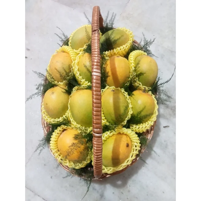 Ratnagiri Alphonso mango cane basket with premium mangoes Mumbai
