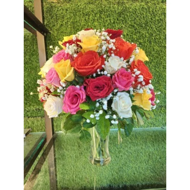 Blooming Roses in Vase