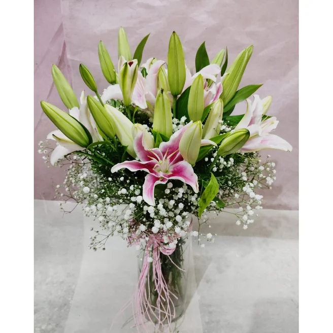 Blush Elegance Lily Vase
