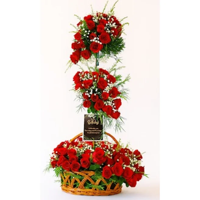 Premium 100 Red Roses Basket