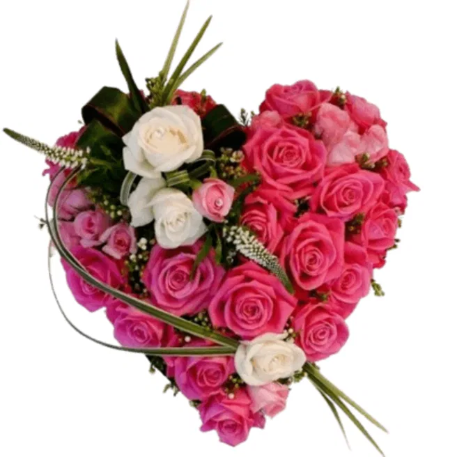 Heart Shaped Pink Rose Arrangement
